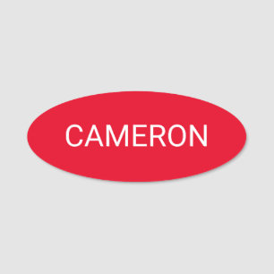 Nom ovale rouge Étiquette Badge Pin ou Magnétique 