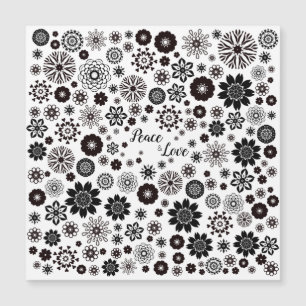 Nom personnalisable Modèle floral noir et blanc