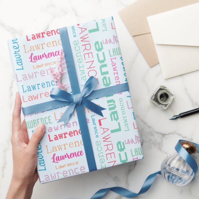 Nom personnalisable Papier cadeau coloré (Cadeaux)