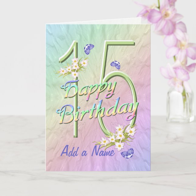 Nom personnalisé 15e anniversaire Papillon Carte d (Orchidée)