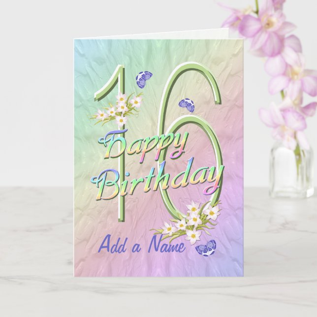 Nom personnalisé 16e anniversaire Papillon Carte d (Orchidée)