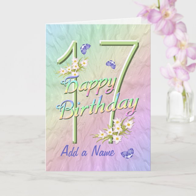 Nom personnalisé 17e anniversaire Papillon Carte d (Orchidée)