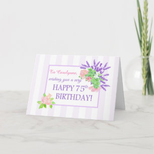 Nom personnalisé 75e anniversaire avec carte Fleur