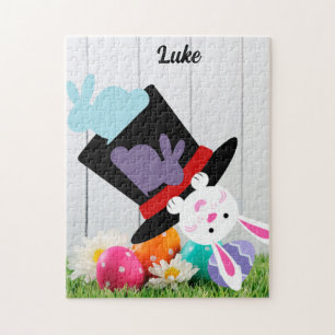 Nom personnalisé à l'envers du puzzle de lapin