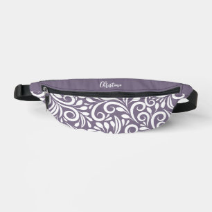 Nom personnalisé Abstrait Floral Élégant Violet Mi