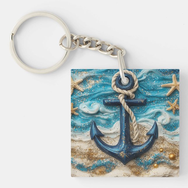 Nom personnalisé Ancre nautique plage (Devant)