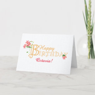 Nom personnalisé Anniversaire avec carte Fleurs Cl