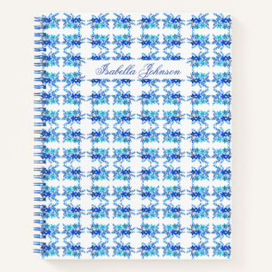 Nom personnalisé Aquarelle Bleu Carnet Floral