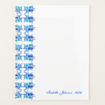 Nom personnalisé aquarelle fleurs bleues