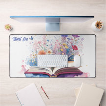 Nom personnalisé Aquarelle Livre et Fleurs