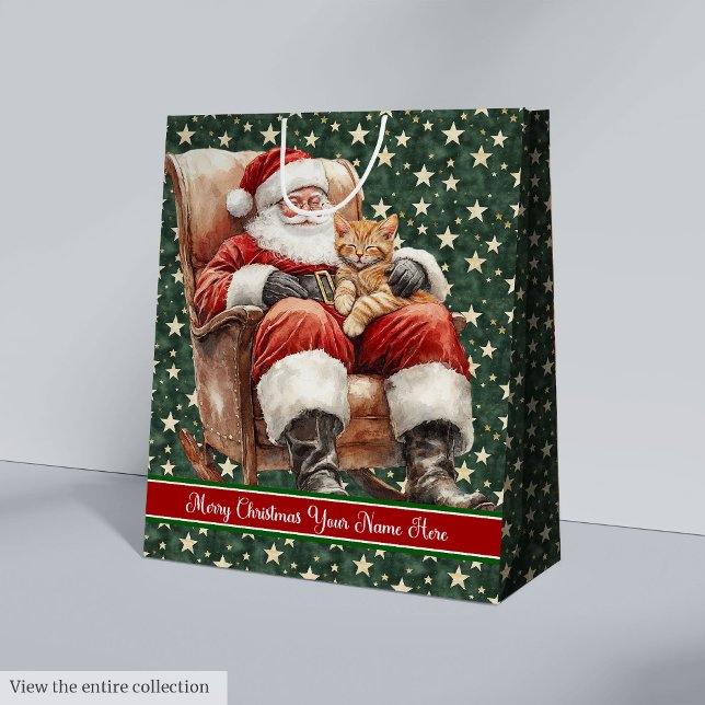 Nom personnalisé Aquarelle Sac cadeau Santa Claus (Custom Name Watercolor Santa Claus Gift Bag)