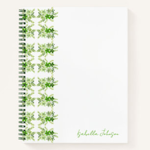 Nom personnalisé Aquarelle vert Carnet Floral