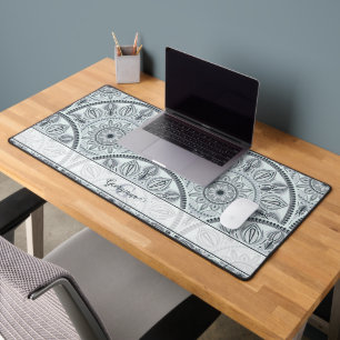 Nom personnalisé Art Déco Harmonie Florale Gris Ma