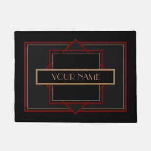 Nom personnalisé Art Déco - Tapis noir rouge