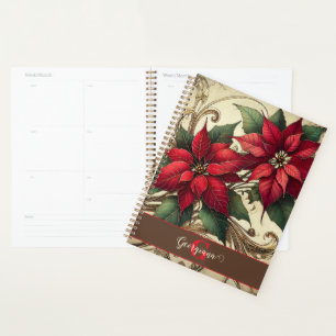 Nom personnalisé Art Nouveau Noël Poinsettia