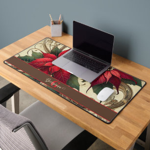 Nom personnalisé Art Nouveau Noël Poinsettia