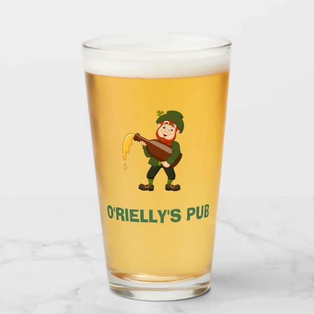 Nom Personnalisé Avec Verre De Bière Leprechaun (Devant (rempli))