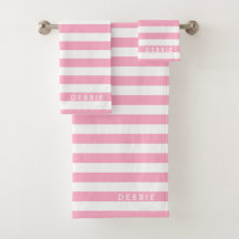 Nom personnalisé bandes horizontales rose et blanc