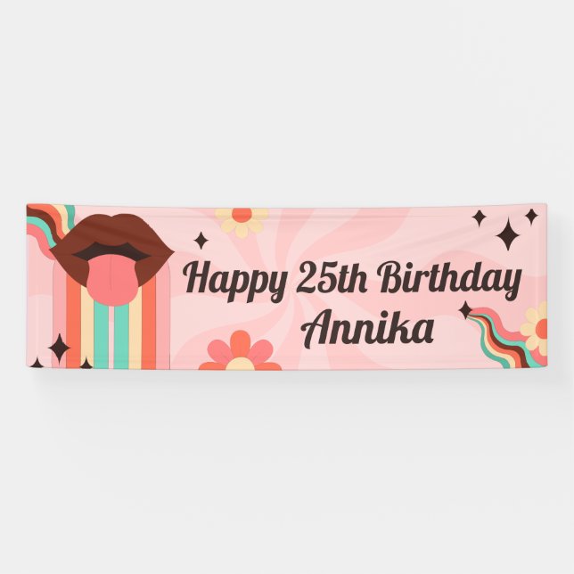 Nom personnalisé, bannière de fête d'anniversaire  (Horizontal)