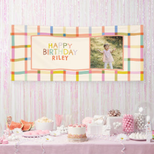 Nom personnalisé Bannière de photo d'anniversaire