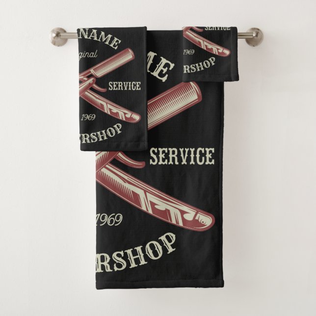 NOM PERSONNALISÉ Barber Droit Razor Barbershop (En situation)