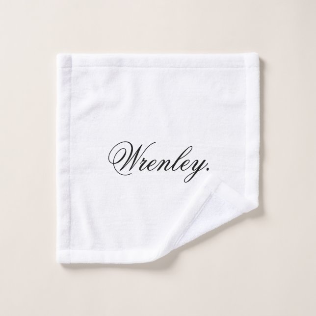 Nom personnalisé blanc classique personnalisé (Gant de toilette)