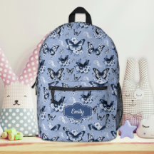 Nom personnalisé Bleu Papillon sac à dos