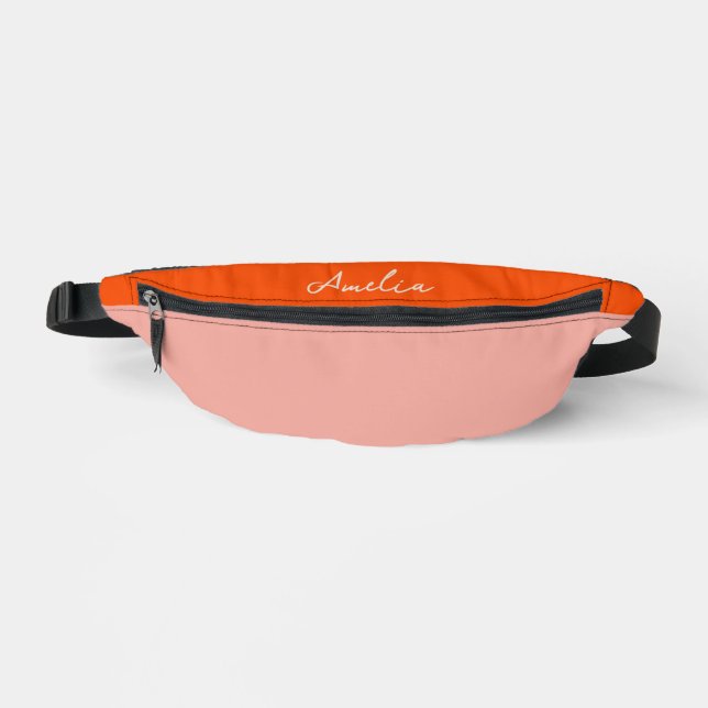 Nom personnalisé bloc de couleur rose et rouge (Recto)