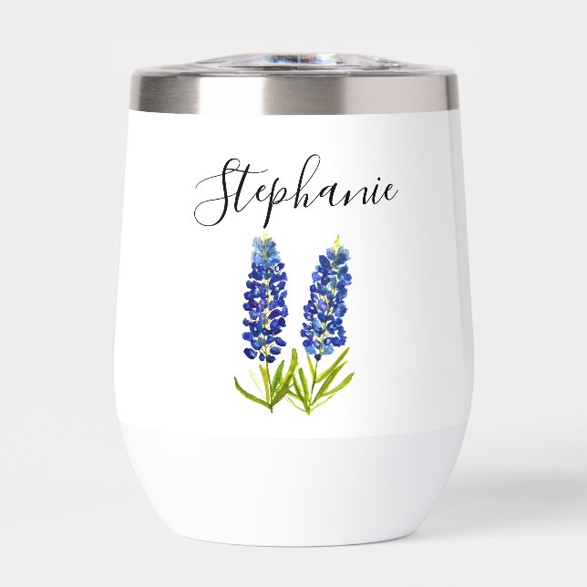 Nom personnalisé Bluebonnets Floral Monogramme (Avant)