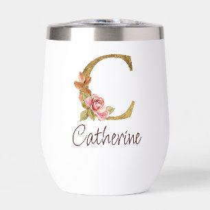 Nom personnalisé Blush Rose Pink Lettre C en or