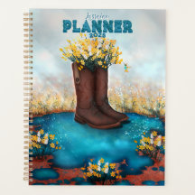 Nom personnalisé Boot floral avec oiseau Humming