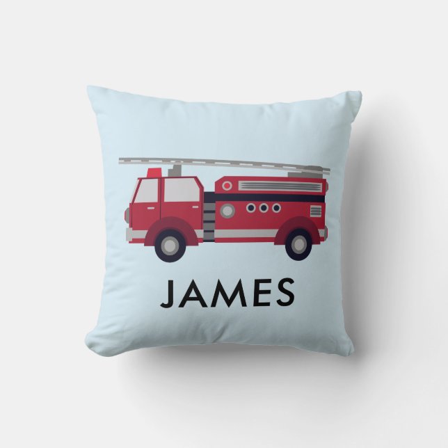 Nom personnalisé Camion de feu rouge Coussin (Recto)