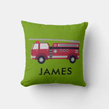 Nom personnalisé Camion de feu rouge Coussin