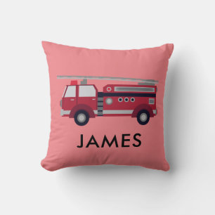 Nom personnalisé Camion de feu rouge Coussin