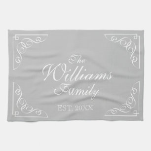 Nom personnalisé campagne chic serviette de cuisin