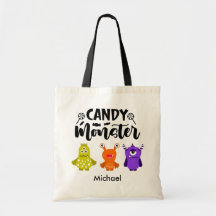 Nom personnalisé Candy Monster Trick ou Treat Sac