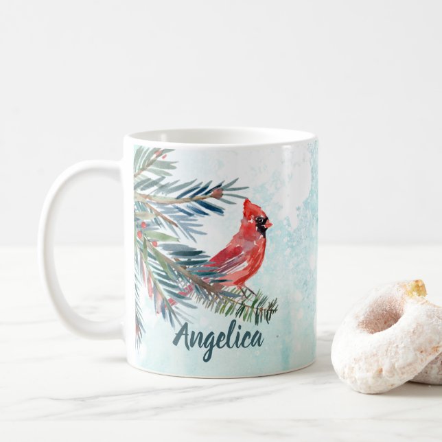 Nom personnalisé Cardinal Gift Mug (Avec donut)