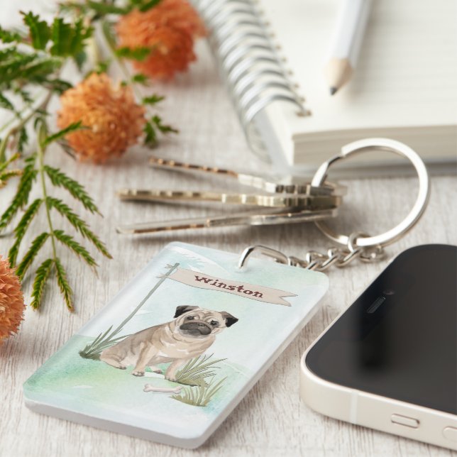 Nom personnalisé Carlin animal de compagnie chien (Devant droit)