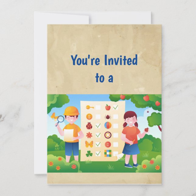Nom Personnalisé Chasse au trésor Invitation Anniv (Devant)