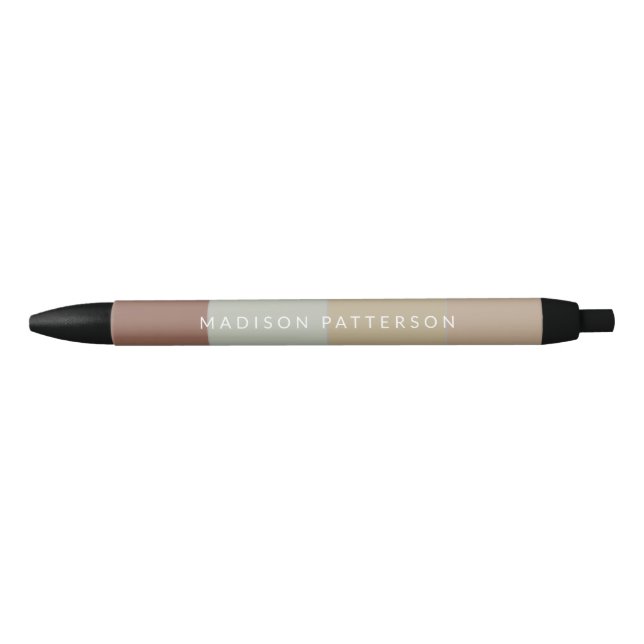 Nom Personnalisé Chic Earth Tone Stripes Stylo (Devant)