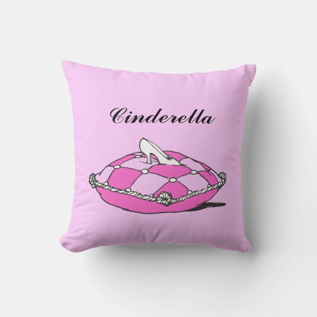 Nom personnalisé Cinderella Slipper Coussin rose (Recto)