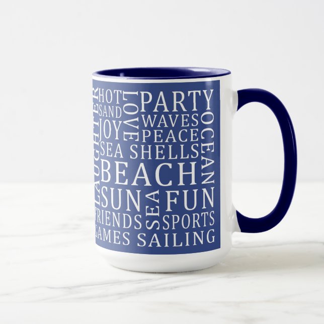 Nom personnalisé & Couleur Beach House tasses (Droite)