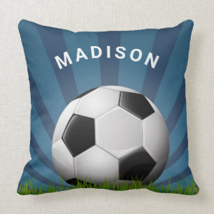 Nom personnalisé coussins du boule de soccer rétro