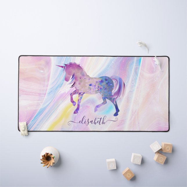 Nom Personnalisé Cute And Girl Purple And Pink Uni (Tableau pour enfants)