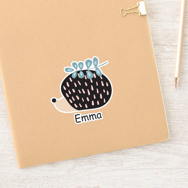 Nom personnalisé Cute Hedgehog Carnets Étiquettes (Carnet)