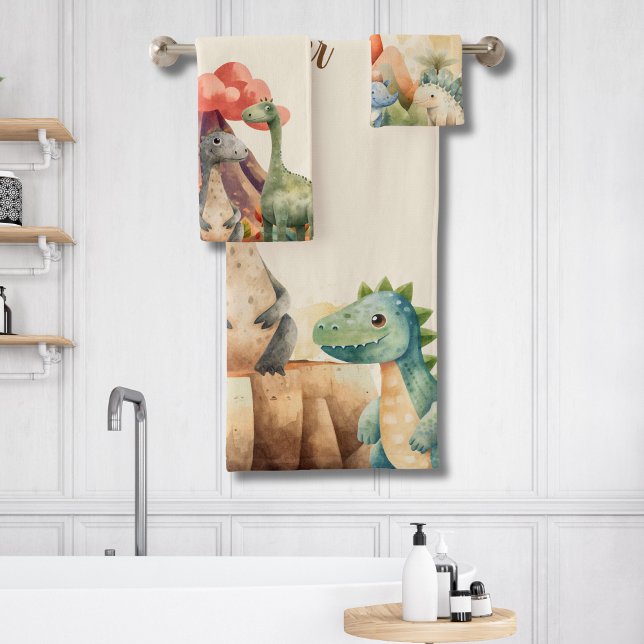 Nom personnalisé Cute Watercolor Dinosaur (Créateur téléchargé)
