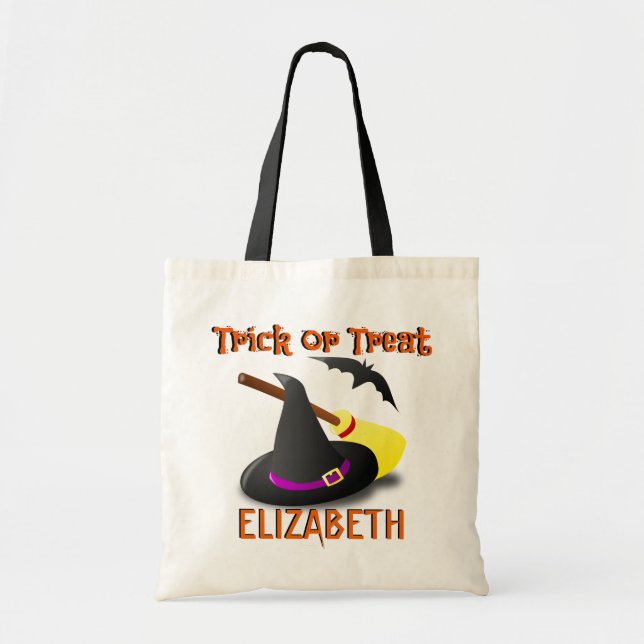 Nom personnalisé de la sorcière Trick ou sac de tr (Devant)