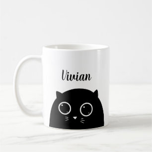 Nom personnalisé de l'Amoureux des chats noir Mug