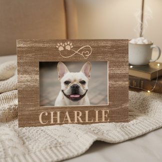 Nom personnalisé de l'animal et cadre photo en boi