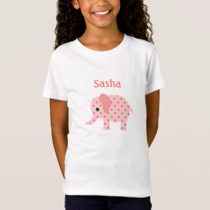 Nom personnalisé de l'éléphant rose T-shirt enfant